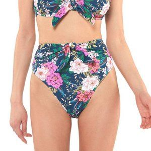 Jessica Simpson Floral Print Bow Detail Bikini Bottoms Size Small